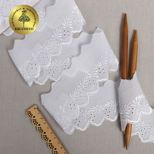 Кружево шитье KRUZHEVO арт.ТСВ-20S16 шир.7см цв.001 белый, уп.13,71м
