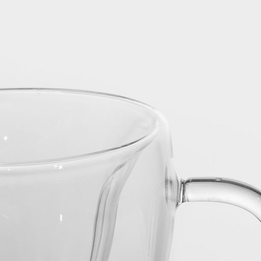 Кружка с двойными стенками Magistro Сердце, 250 мл, стекло, прозрачная