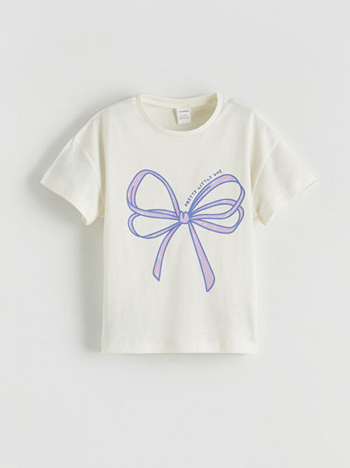 Bisiklet Yaka Bask?l? K?z ?ocuk Ti??rt ve Tayt