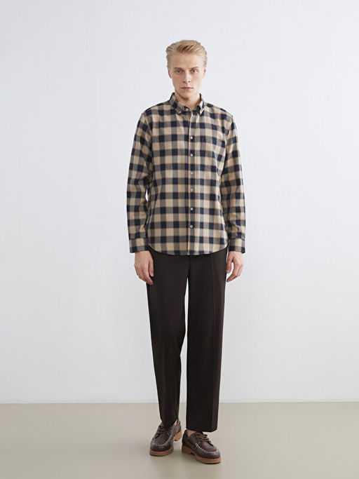 Uzun Kollu Ekose Desenli Erkek G?mlek