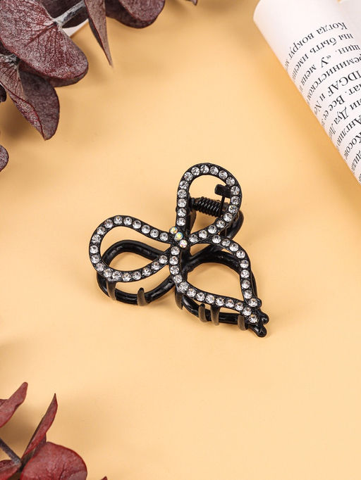 Цена за 6 шт. Крабик для волос «Джун», бант, 4.5 см, чёрный