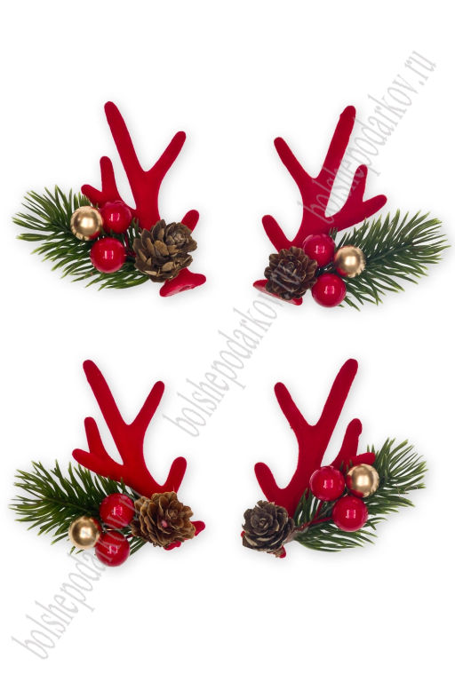 Рожки декоративные 6,7*6 см (3 пары) SF-7344, красный