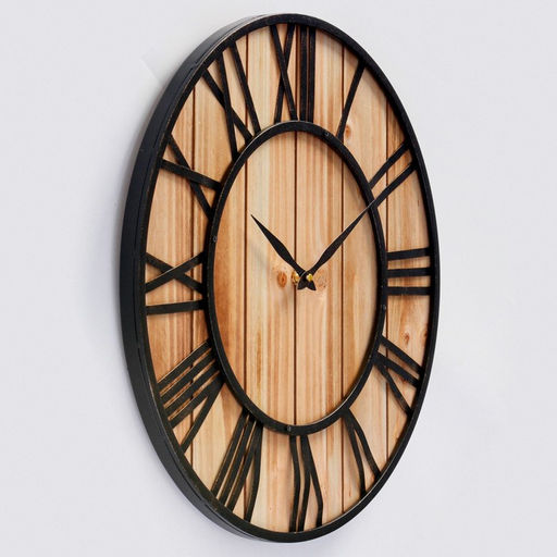 Часы настенные интерьерные «Атакор», серия: Лофт, дерево, металл, бесшумные, плавный ход, d=50 см, от батарейки 1хАА