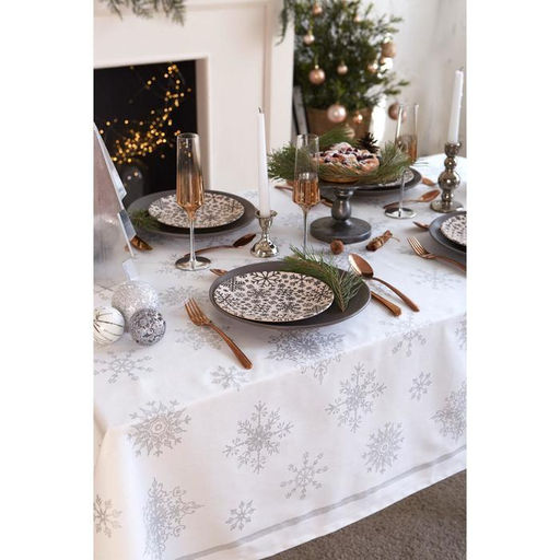 Скатерть новогодняя «Этель» Серебряные снежинки 149×110 ±3 см, 100%хл, 190 г/м²