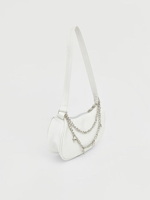 Deri G?r?n?ml? Zincir Detayl? K?z ?ocuk Omuz ?antas?