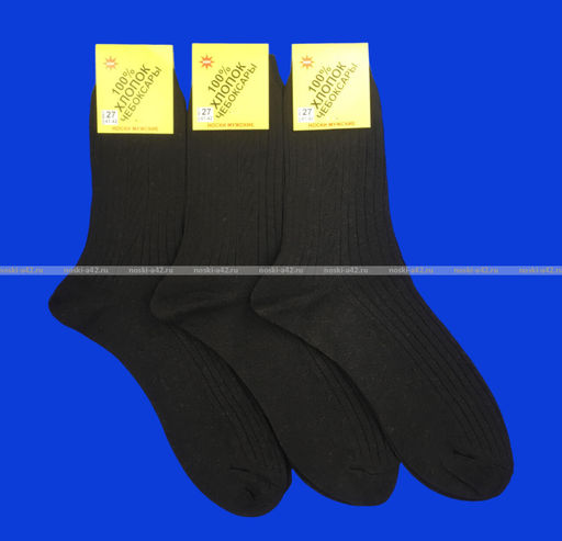 Цена за 10 пар. Чебоксары носки мужские хлопок 100% с рисунком черные