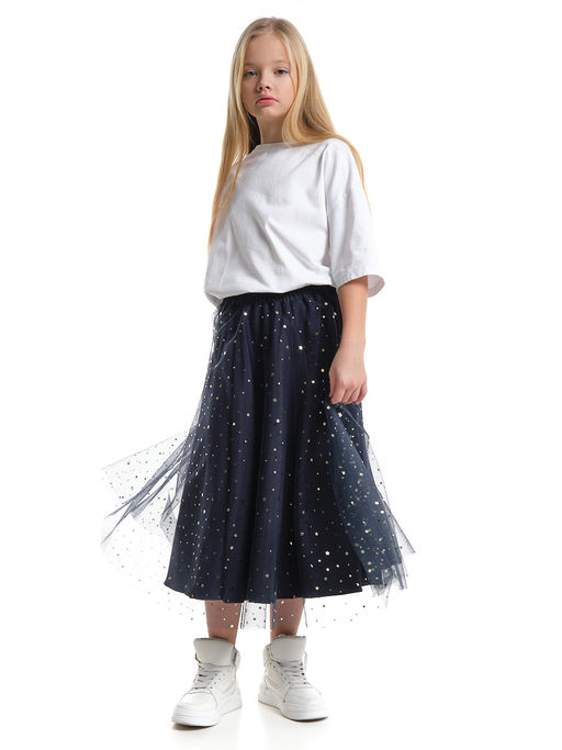Юбка пачка длинная из фатина 22-7608 черный/зол. звезды - Mini maxi фото 58