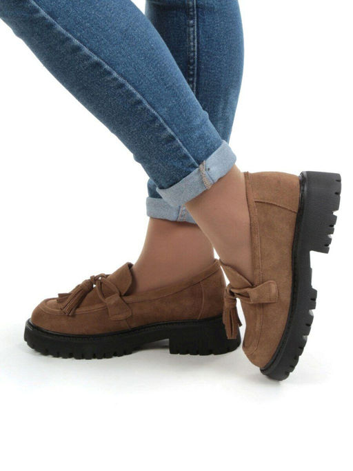 5929-5 BROWN Лоферы женские - No name фото 4