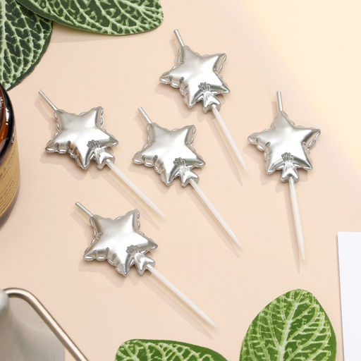 Свечи для торта 5 шт. «Воздушный шарик. Звезда». серебряные