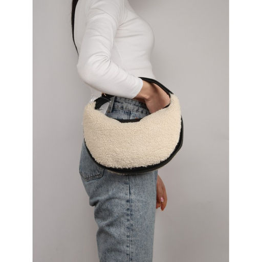 Сумка женская иск/мех+иск/кожа DJ-CM 7102- CREAMY WHITE, 1 отд.плеч/рем, св.бежевый SALE 263151 - Adelia фото 5