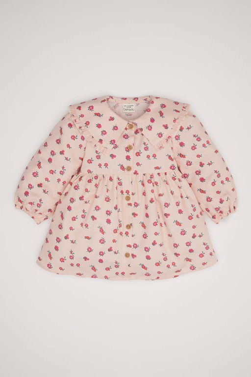 Саржевое платье с длинными рукавами и цветочным принтом для маленьких девочек