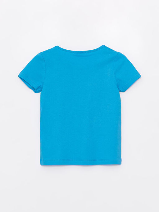 Bisiklet Yaka Nostaljik Maymun Bask?l? K?sa Kollu K?z ?ocuk Ti??rt - Waikiki фото 2