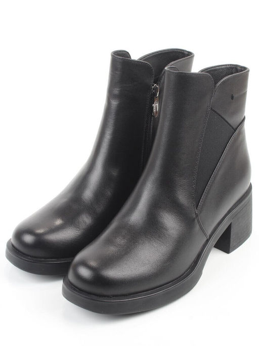 01-M43-6 BLACK Ботинки демисезонные женские (натуральная кожа, байка)
