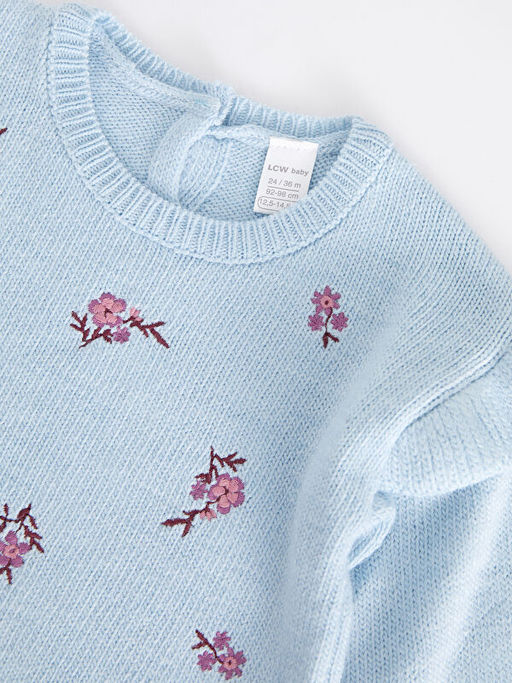 Bisiklet Yaka Uzun Kollu Nak?? Detayl? K?z Bebek Triko Kazak - Waikiki фото 3