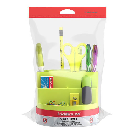Набор настольный вращающийся пластиковый ErichKrause® Mini Burger, Neon Solid, желтый