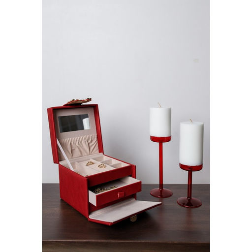 Стеклянный подсвечник на 1 свечу «Высокая ножка», красный, d до 6 см, 10.5×6×6 см