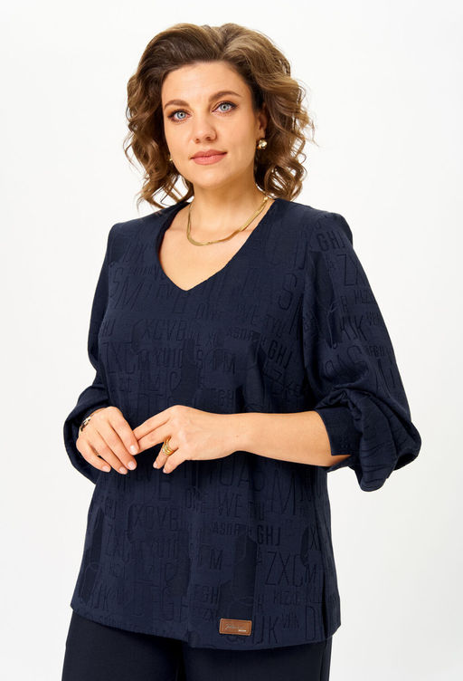 Блуза БелЭльСтиль 879 синий принт