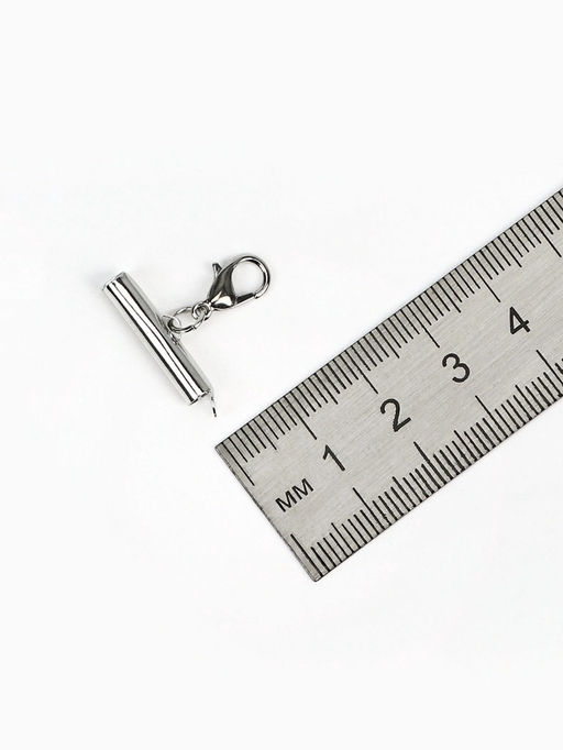 Цена за 2 шт. Концевик для браслета из бисера (пара) 20 мм, с цепочкой удлинителем, цвет серебро