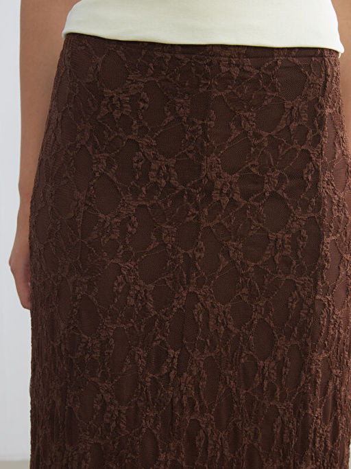 Beli Lastikli Dantelli Etek