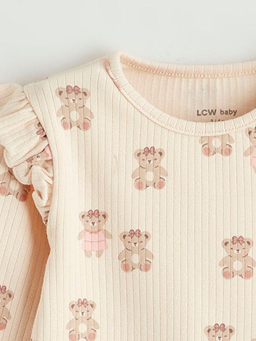 Bisiklet Yaka Ay?c?k Desenli K?z Bebek Ti??rt