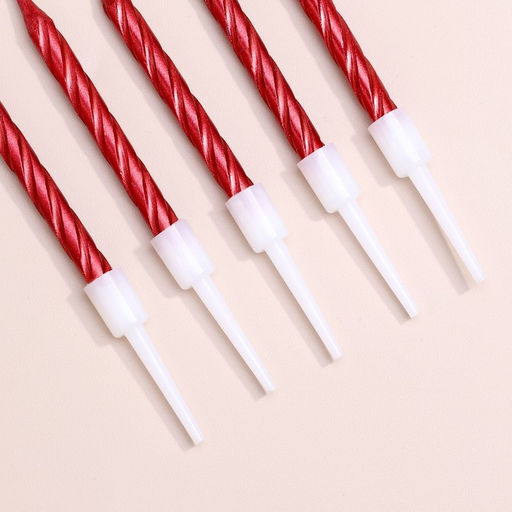 Набор свечи в торт Спираль, 200шт, 5 см, красный металлик - Страна карнавалия фото 7