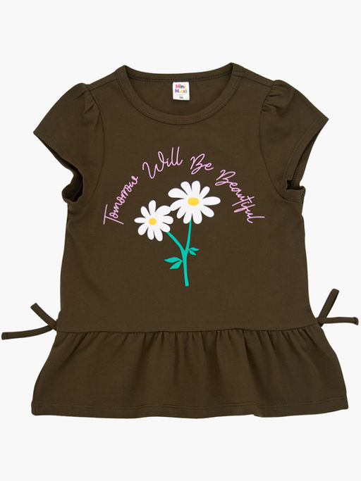 Футболка с принтом для девочки UD 7568 хаки - Mini maxi фото 2