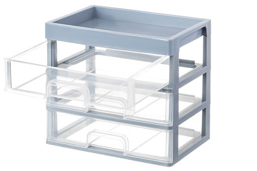 Органайзер для мелочей 3 ящика 25,8*17,8*22,5 см серо-синий/прозрачный (модель 340349) - Elan gallery фото 4