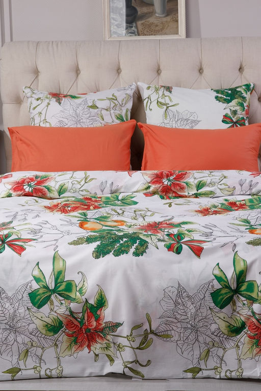 КПБ Новогодний букет поплин (простыня на резинке)