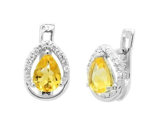 Серьги из серебра цитрин, Юния