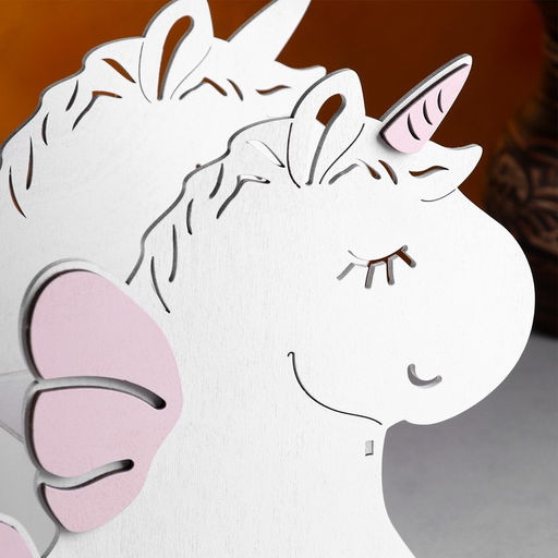 Кашпо деревянное для цветов и подарков Единорог, розовое, 23х11х23 см - Дарим красиво фото 4