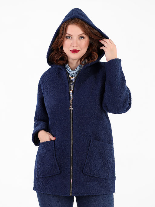 Кардиган темно-синий на молнии с капюшоном - Almond фото 3