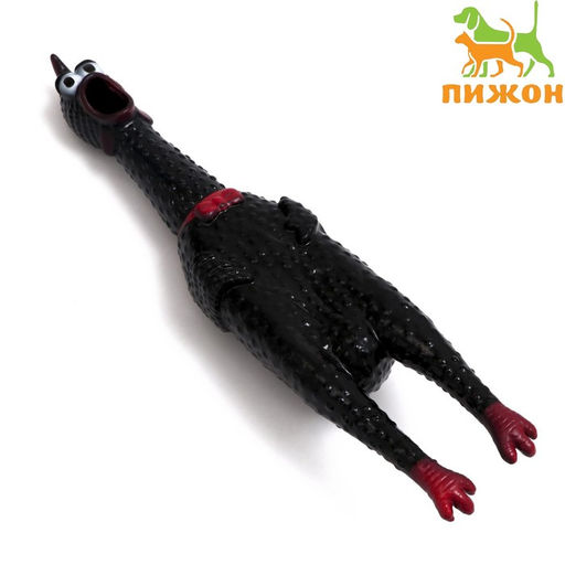 Игрушка пищащая Задумчивая курица для собак, 28 см, чёрная