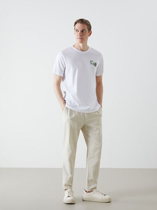 Bisiklet Yaka K?sa Kollu Bask?l? Penye Erkek Ti??rt