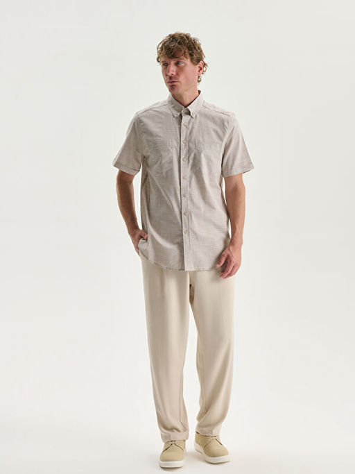 Regular Fit K?sa Kollu Poplin Erkek G?mlek