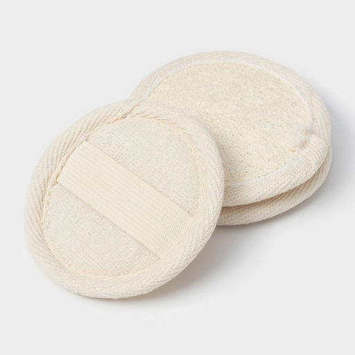 Мочалки для лица Доляна, 3 шт., сизаль, люффа, бежевые