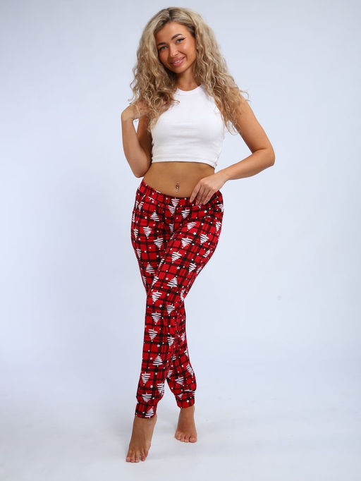 Брюки женские, модель 162, трикотаж (42 размер, Ёлочка, красный)
