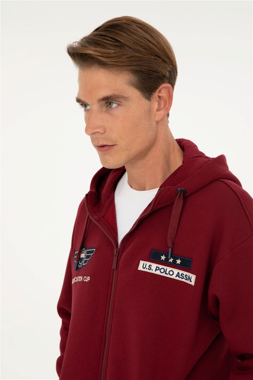 U. S. Polo Assn / Мужской бордовый вязаный кардиган - U.s. polo assn фото 2