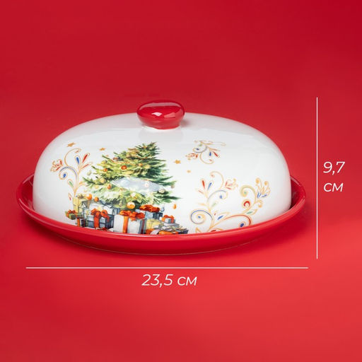 Блинница новогодняя Доляна Волшебное дерево, d=23 см, доломит, белая