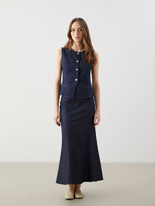 Bisiklet Yaka Kad?n Jean Yelek