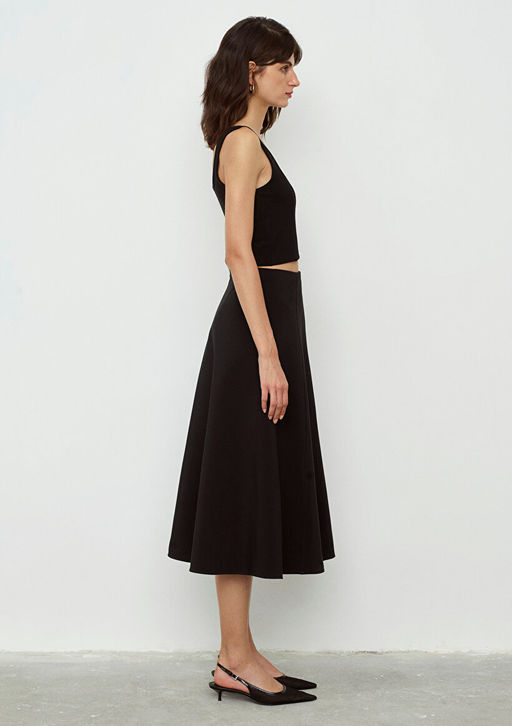 Kare Yaka Siyah Crop Top - Mavi фото 3