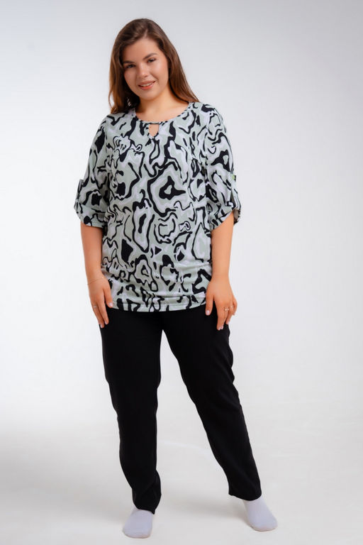 Туника женская из кулирки Полина палитра мята макси - Амадэль фото 2