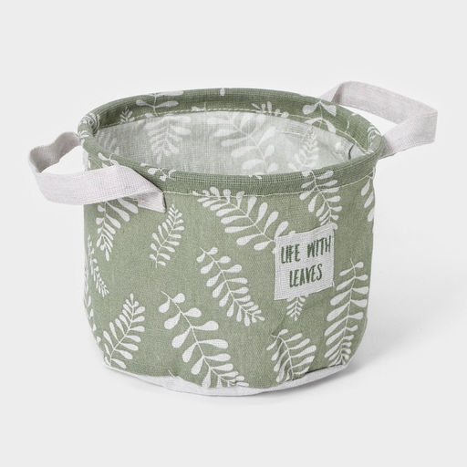 Корзинка для мелочей с ручками Доляна Leaves, 202015 см, круглая, зелёная  фото 4