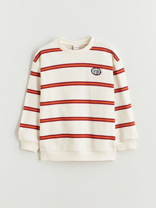 Bisiklet Yaka ?izgili Erkek ?ocuk Sweatshirt