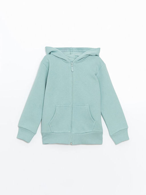 Uzun Kollu K?z ?ocuk Kal?n Fermuarl? Sweatshirt