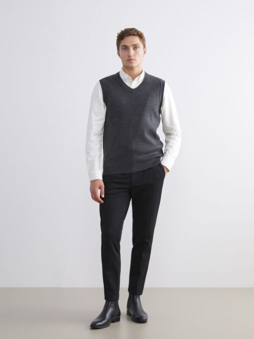 Standart Kal?p V Yaka Erkek Triko S?veter