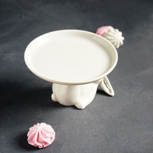 Блюдо для пирожных Зайка, 13?12?8 см, цвет белый - Доляна фото 7