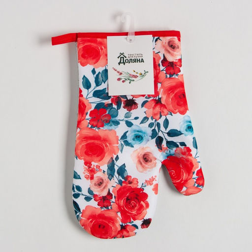 Цена за 2 шт. Варежка Доляна «Розы» 26×16 см, 100% п/э