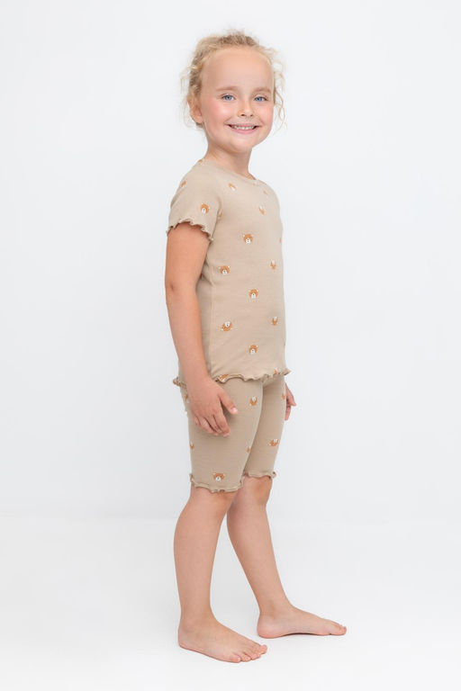 К 1632/темно-бежевый,медвежонок пижама дет