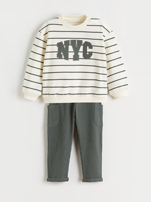 Nak??l? Erkek Bebek Sweatshirt ve Pantolon 2li