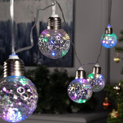 Гирлянда Нить 3 м с насадками Лампочки шары, IP20, прозрачная нить, 80 LED, свечение мульти, 8 режимов, 220 В